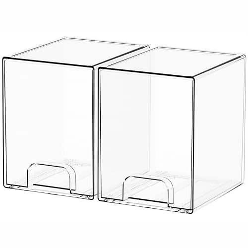 2 Pack Clear Stackable Storage Drawers,7.6" H Baby Bottle Organizer,Acrylic Drawer Containers for Cosmetics,Skincare,Beauty Products,Cabinet,Vanity,Kitchen,Under Sink and Bathroom Storage Bins - color: Clear-7.8 In Tall, size: 2 PCS