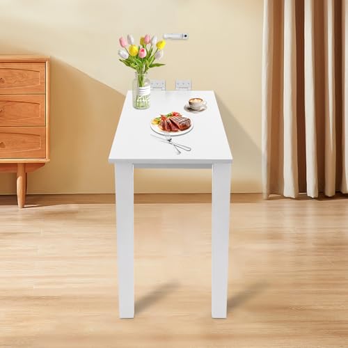 Wall Mounted Folding Table, 29.52x15.75 Flip-up Table Dining Table with Support Legs 29.1 Inch Tall Fold Down Dining Desk for Small Space