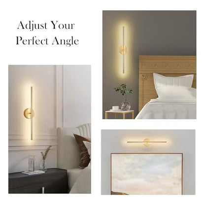 KARTOOSH Battery Operated Wall Sconces Set of Two Wireless Wall Lights | Rechargeable Wall Sconce with Remote 350°Rotate Dimmable 3000K LED Wall Lamp for Living Room, Bedroom - color: Gold, size: 20.4 Inches