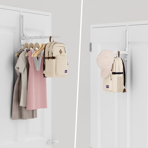 Over the Door Hanger Folding Clothes Drying Rack with 1 Hooks, Double Fold Hanging Door Hooks Coat Rack for Laundry Room, Compact Space Saving Foldable Portable Door Hooks Collapsible (2Pack,White) - color: White(update)