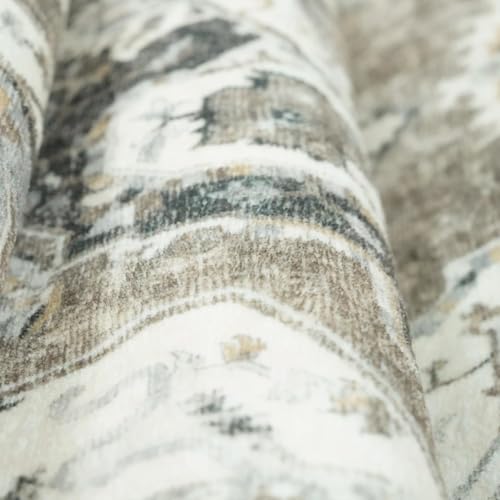 Washable Hallway Runner Rug 2x6: Soft Kitchen Rug Non Slip Rug Runner with Rubber Backing for Living Room Bedroom Bathroom Non Shedding Farmhouse Carpet Runner Rug (Beige/Brown/Grey, 2x6) - color: Beige, size: 2' x 6' (Rectangular)