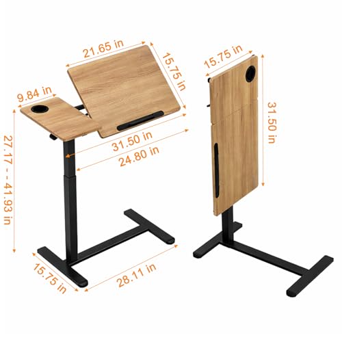 Ytaoka Height Adjustable Standing Desk with Wheels Foldable Standing Desk Mobile Tilting Laptop Desk Rolling Overbed Table for Home Office Bedroom Living Room - color: Height Adjustable