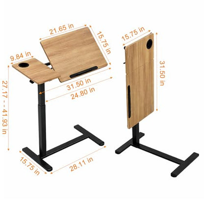 Ytaoka Height Adjustable Standing Desk with Wheels Foldable Standing Desk Mobile Tilting Laptop Desk Rolling Overbed Table for Home Office Bedroom Living Room - color: Height Adjustable