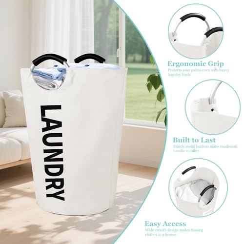 WOOHA 125L Large laundrybasket,Collapsible laundry hamper, Tall Clothes Baskets Folding Washing Bin Foldable Fabric Hamper Bags for Bedroom, Closet,Bathroom,College,laundry bag,beige - color: Beige, size: 125L-XXXL