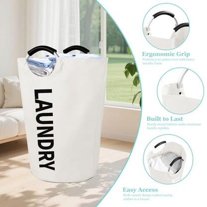 WOOHA 125L Large laundrybasket,Collapsible laundry hamper, Tall Clothes Baskets Folding Washing Bin Foldable Fabric Hamper Bags for Bedroom, Closet,Bathroom,College,laundry bag,beige - color: Beige, size: 125L-XXXL