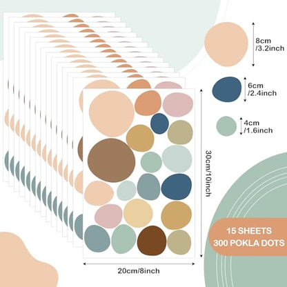 TaoBary 15 Sheet 300 Pcs Irregular Polka Dot Boho Wall Decals,Boho Color | Removable Modern Vinyl Boho Wall Stickers Terrazzo Pattern for Playroom Bedroom - color: Boho Color