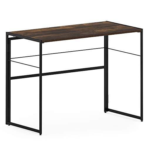 Furinno Riau No Tool/No Assembly/Folding Metal Frame Computer Desk, Rustic Oak/Black, 39 Inch - color: Rustic Oak/Black, size: 39 inches
