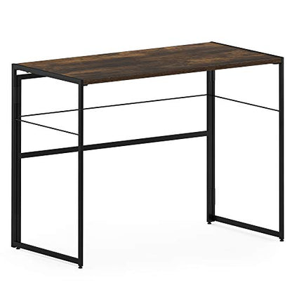 Furinno Riau No Tool/No Assembly/Folding Metal Frame Computer Desk, Rustic Oak/Black, 39 Inch - color: Rustic Oak/Black, size: 39 inches