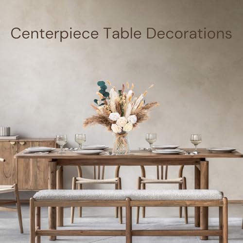 100pcs Artificial Flowers Arrangement With Vase, Dining Table Centerpiece | Dried Pampas Grass Floral Centerpieces Decorations, Fake Flowers in Vase, Coffee Table Decor, Centro de Mesa - size: pampas bouquet in vase