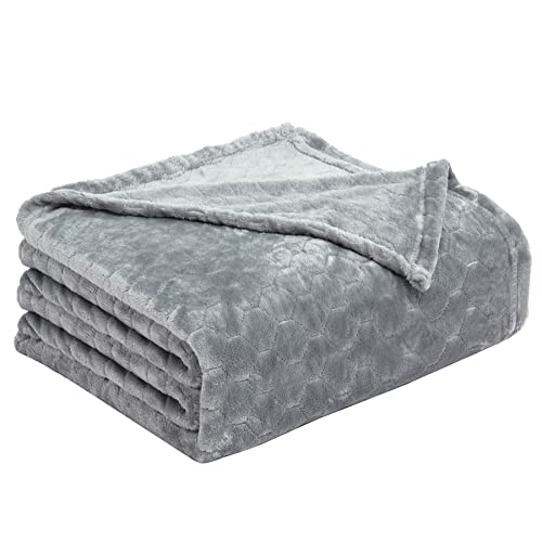 Fleece Blanket Super Soft Cozy Throw Blanket 50" x 60", Lightweight Fuzzy Comfy Textured Flannel Blanket Warm Plush Throw Blankets for Couch, Sofa, Bed, Light Grey - color: Light Grey, size: Throw-50" x 60"