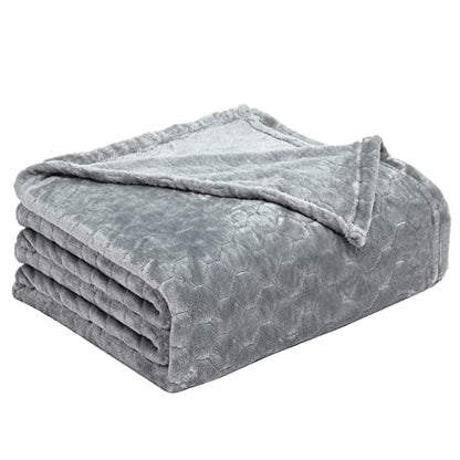 Fleece Blanket Super Soft Cozy Throw Blanket 50" x 60", Lightweight Fuzzy Comfy Textured Flannel Blanket Warm Plush Throw Blankets for Couch, Sofa, Bed, Light Grey - color: Light Grey, size: Throw-50" x 60"