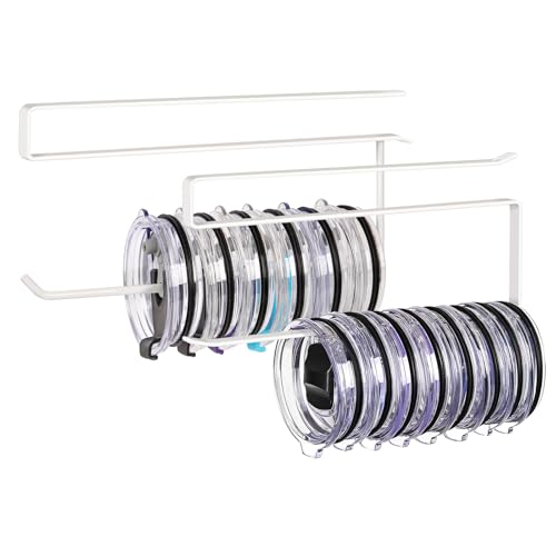 2 Pack Tumbler Lid Organizer, Versatile Storage Holds 20 Lids, Round&Flat | Space Saving Cup Lid Organizers Inside Cabinet Tumbler Lid Hook for Pantry Kitchen Organizer, Paper Towel Rack Hanger, White - color: White, size: 2 Pack(Round&Flat)