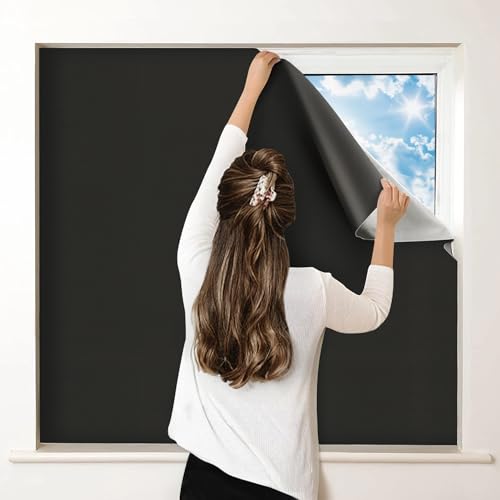 100% Blackout Curtains for Bedroom, Portable DIY Window Blinds, No Drill Window Shades & Blackout Blinds with Stickers & Tabs for Travel, Dorm Room, Media Room (157" x 57") - color: Black, size: 57"W x 157"L (Pack of 1)