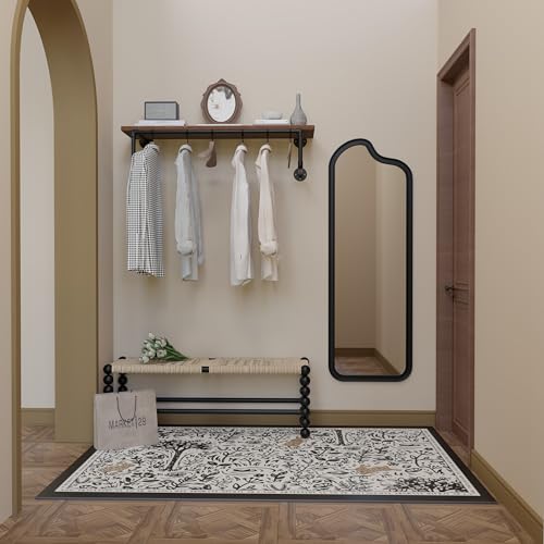 Clothes Rack 36in, Wall Mounted Garment Racks with Brown Real Wood Shelf, Heavy Duty Hanging Clothes Rack, Multi-Purpose Hanging Rod, Space-Saving Closet Storage - color: Brown, size: 1T36IN