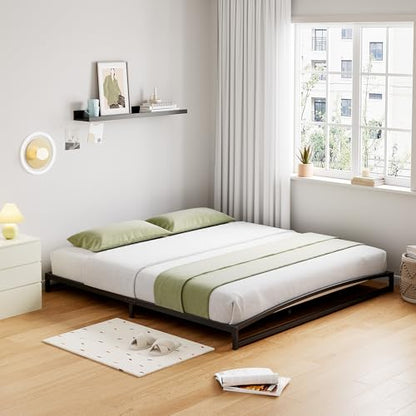 IDEALHOUSE Low Bed Frame, 6 in King Size Metal Platform Bed Frame, Black | Arch Design, Heavy Duty Bed Frame, Strong Bearing Capacity, No Box Spring Needed, - color: 6 Inch Black, size: King