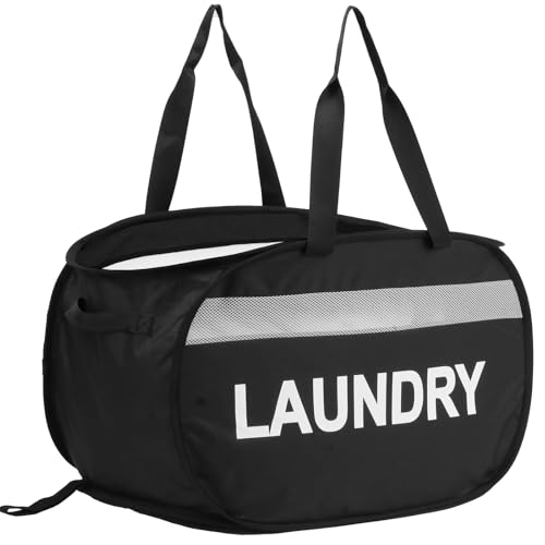 Collapsible Laundry Baskets, Tear-proof Dirty Clothes Hampers for Laundry, Foldable Laundry Basket with Dual Handles, Easy to Carry Pop Up Hamper for Bedroom, Bathroom, Dorm, Laundry Room Black - color: Black