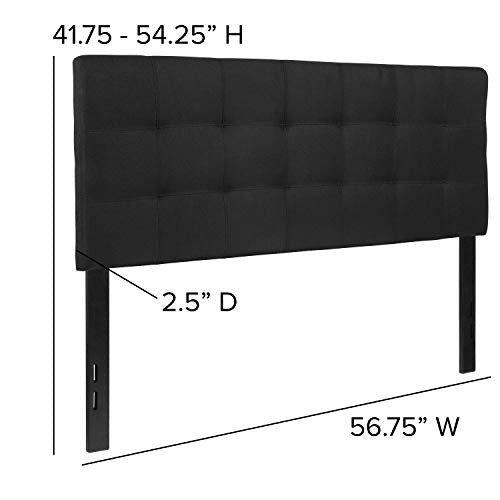Emma + Oliver Black Full Quilted Tufted Headboard | Adjustable Bed Rail Slots, Fabric Upholstered - color: Black, size: Full