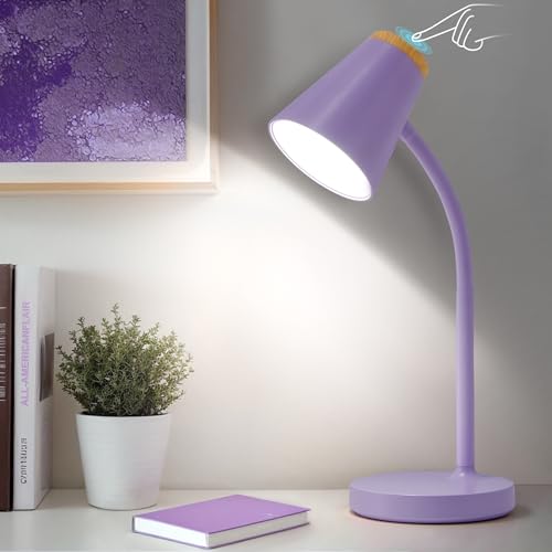EJIAXIN Desk Lamps for Home Office - Small LED Desk Lamp Touch Dimmable Reading Light for College Dorm Room - Adjustable Flexible Gooseneck Table Lamp for Bedside Bedroom Nightstand Purple - color: Purple