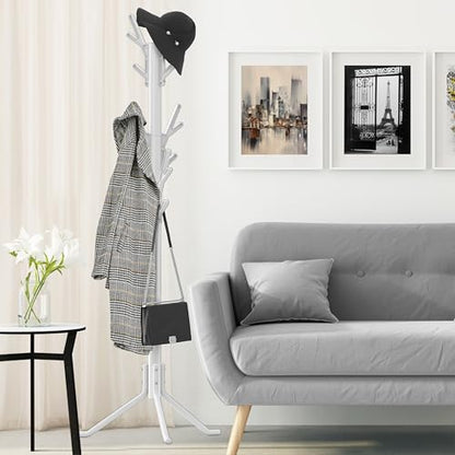 Simple Houseware Standing Coat/Hat Hanger Tree Shaped Rack, 18 Hooks, White | For Entryway, Bedroom, and Hallway - color: White