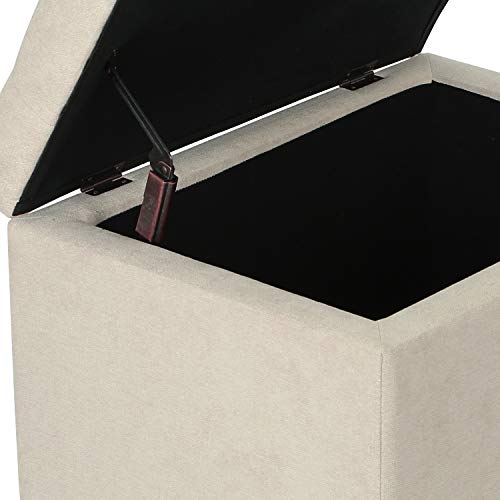Adeco Classy Cotton Mix Fabric Accents Rectangular Storage Bench Footstool Ottomans & Storage Ottomans, White - color: White Fabric