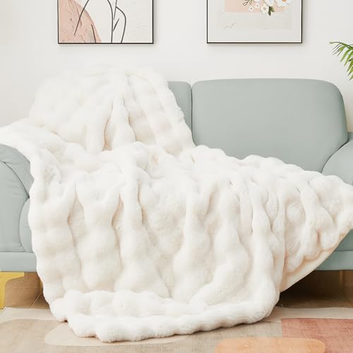 Latepis Luxury Queen Faux Fur Throw Blanket Fuzzy for Bed Soft Thick Blanket for Sofa Cute Plush Fuzzy Warm Blankets for All Seasons Ideal Gifts Furry Blankets Beige 90x90 Inch, 860gsm - color: Beige, size: Queen-90''*90''