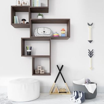 Wall Mount Shelf Set of 4, Floating Cube Shelves for Space Discovery Home and Commercial Use, Large Size Shelves Set, Eucalyptus - color: Eucalyptus, size: Set4