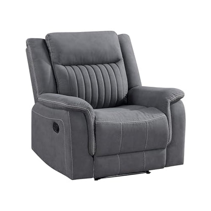 Lexicon Polished Microfiber Wall Hugger Manual Reclining Chair, Gray | 39.5"W Manual Recliner, Home Theater Seating for Living Room/Office/Apartment - color: Grey, size: Recliner