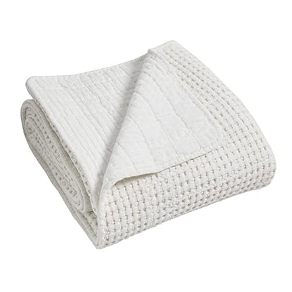Levtex Home - Mills Waffle - Twin Quilt Set - Bright White Cotton Waffle - Quilt Size (68 x 86in.), Sham Size (26 x 20in.) - color: Bright White, size: Twin Quilt