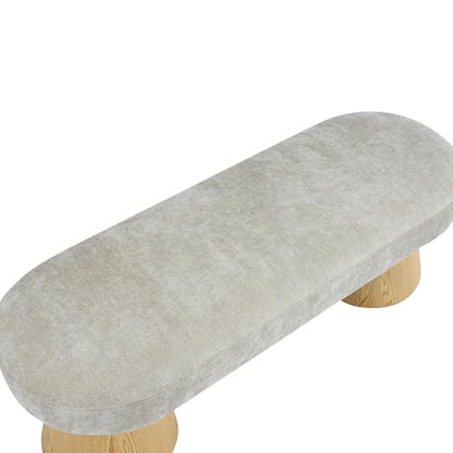Christopher Knight Home Manila Chenille Upholstered Dining Bench, Modern Ottoman Bench, Wooden Entryway Bench, Comfort Long Spfa Footstool for Living Room Dining Room, No Assembly Needed, Oatmeal - color: Oatmeal/49"