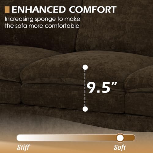 3 Pieces Chenille Sofa Set w/Two Arm Pillows, Brown | Upholstered 2 Pieces Loveseat & 3-Seater Sofa w/Soft Cushions, Modern 2-Seat & 3-Seat w/High-Density Foam for Living Room - color: Brown, size: 69" & 69" & 89" Sofa Set