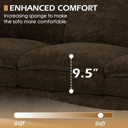 3 Pieces Chenille Sofa Set w/Two Arm Pillows, Brown | Upholstered 2 Pieces Loveseat & 3-Seater Sofa w/Soft Cushions, Modern 2-Seat & 3-Seat w/High-Density Foam for Living Room - color: Brown, size: 69" & 69" & 89" Sofa Set