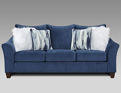 Roundhill Furniture Camero Fabric Pillowback 2-Piece Living Room Set, Navy Blue - color: Navy Blue