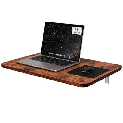 Neoaider Wall Mounted Folding Desk 23.6” x 15.7”, Brown | Drop Down Table with Metal Collapsible Brackets, Folding Wall Table for Small Spaces, Home, Office, Kitchen, Laundry Room - color: Brown, size: 23.6" x 15.7"