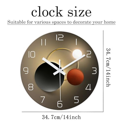 XNM Round Wall Clocks Battery Operated 14 Inch | Analog Battery Clock for Living Room Bedroom Kitchen Office Modern Analog Wall Clock Non Ticking - color: Black1, size: 14 Inch