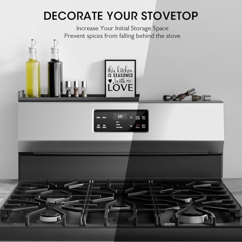 Bumusty 30" Adjustable Magnetic Stove Top Shelf, Matte Black | Expandable Spice Rack with Strong Magnetic Hold for Seasoning Storage and Kitchen Counter Organization - size: Magnetic