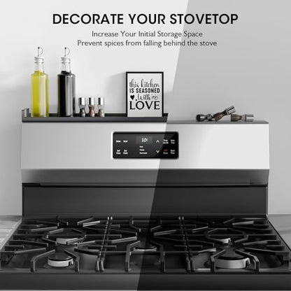 Bumusty 30" Adjustable Magnetic Stove Top Shelf, Matte Black | Expandable Spice Rack with Strong Magnetic Hold for Seasoning Storage and Kitchen Counter Organization - size: Magnetic