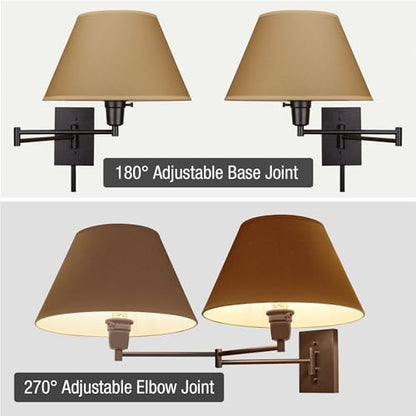 Kira Home Cambridge 15" Modern Swing Arm Wall Sconce with 3-Way Switch | Opaque Empire Paper Shade 2-in-1 Plug In or Hardwired Bedroom Wall Lamp, Black Finish - color: Black,Beige Paper Shade