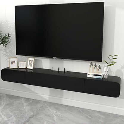 Solid Wood Floating TV Stand Wall Mounted, Black, 63" Wall Mounted Entertainment Center Console, Hanging tv Media Shelf for Living Room, Bedroom (DSGBLACK-B, 63IN) - color: Dsgblack-b, size: 63IN