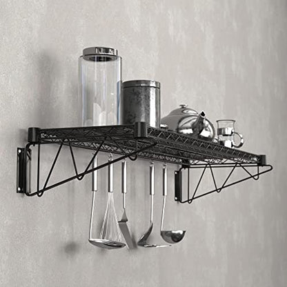 14" x 48" Black Epoxy Wire Wall Mount Shelf - color: Black, size: 14" x 48"