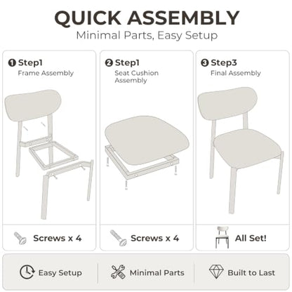 Dining Chairs Set of 4, Modern Upholstered Fabric Kitchen Chairs | Textured Fabric, Curved Back, Upholstered Seat, Metal Frame, Dining Room, Kitchen, Breakfast Nook, Restaurant, Soft Gray - color: Soft Gray, size: Set of 4
