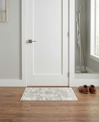 Rugs.com - Arlington Collection Rug – 2' x 3' 1 White Traditional Rug – Distressed Medallion Design, Perfect for Entryways, Kitchens, and Bathrooms - color: White, size: 2' x 3' (Rectangular)