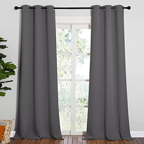 NICETOWN Thermal Insulated Blackout Curtains - Grommet Top Window Treatment Drapes for Hall (2 Panels, W42 x L90 inches, Grey) - color: Grey, size: 42"W x 90"L (Pack of 2)