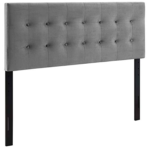 Modway Emily Queen Biscuit Tufted Performance Velvet Headboard, Gray - color: Gray, size: Queen