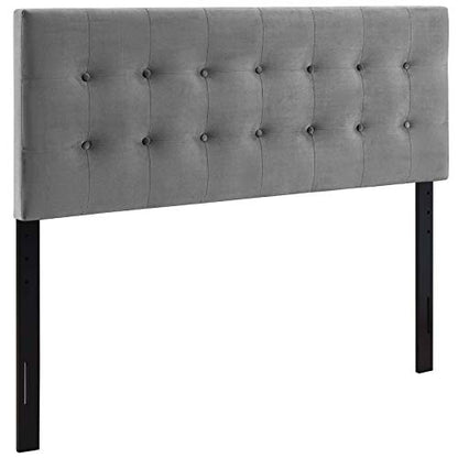 Modway Emily Queen Biscuit Tufted Performance Velvet Headboard, Gray - color: Gray, size: Queen