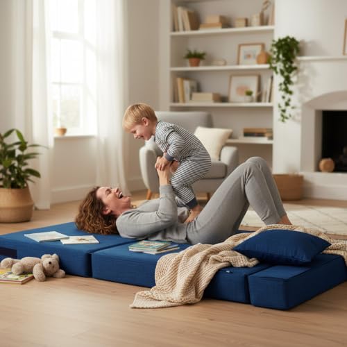 Nigoone Folding Sofa Bed Couch Memory Foam with Pillow Sleeper Chair Lazy Couch Twin Size Futon Convertible Guest Beds,Washable Cover,Dark Blue - color: Darkblue, size: Twin