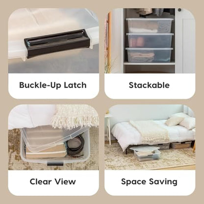 IRIS USA 3-Pack, 33 Qt. Under Bed Storage Bin with Lids, Clear | Store seasonal clothing, shoes, blankets, linens and household essentials neatly under beds to maximize storage space - style: 33 Qt. Short - 3 Pack
