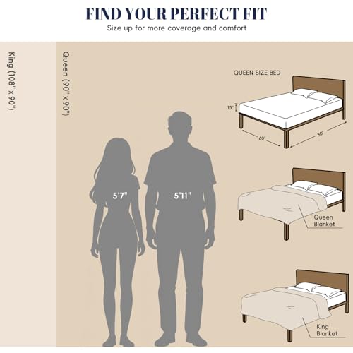 PHF Fleece Blanket Queen 90x90-300G Lightweight Warmth, Captain's Blue | Soft Plush Microfiber Bed Blanket, Anti-Static Breathable All Season, Cozy for Bed Couch Travel, Gifts for Women Men - color: Captain's Blue, size: Queen(90" X 90")