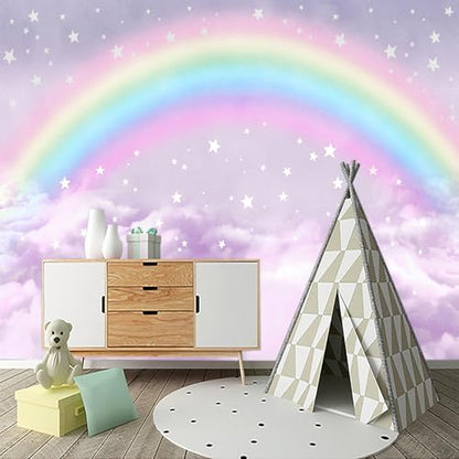Children's Room Colorful Rainbow Peel-and-Stick Wallpaper 58"x80" | Clouds, Self-adhesive, Wall Mural,Bedroom,Beautiful,Large-scale mural paintings - color: Zzsl-02, size: 58"x80"