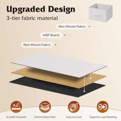 WLIVE White Night Stand, Small Dresser with 2 Drawers & Wooden Top, White | Nightstand with Fabric Bins, Bedside Table End Table for Bedroom, 15-Min Quick-Assembly - color: White, size: 11.8"D x 15.7"W x 20.9"H