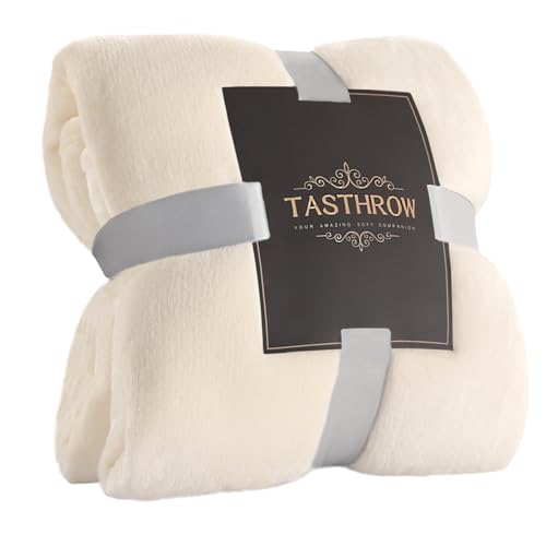 TASTHROW Large Flannel Fleece Throw Blanket, 50×70 Inch | Cozy Lightweight Thick Blanket - All Seasons Suitable for Women, Men and Kids (Two Pack, Creamwhite) - color: Creamwhite, size: Two Pack 50"x70"